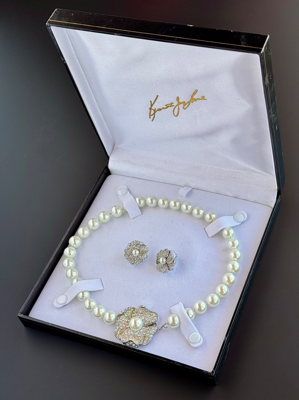 KJL KENNETH J LANE Beautiful Rhinestone Faux Pear… - image 1