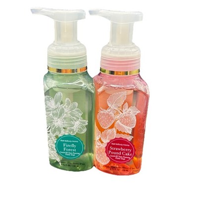 2 Bath & Body Works Foaming Hand Soaps Firefly Forest And Strawberry Pound Cake