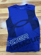 Under Armour Heat Gear Loose Sleeveless Shirt Muscle Tank Top Sz Youth Large