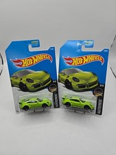 2016 Hot Wheels Porsche 911 Gt3 Rs Lime Green Nightburnerz 610 Lot Of 2 Damaged