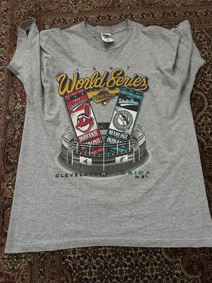 MLB 1997 Pro Player Florida Marlins Indians World Series  T Shirt Men's XL