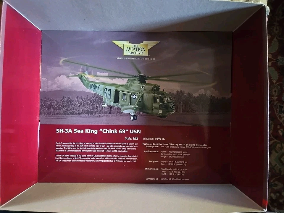 Corgi 1/72 SH-3A Sea King Helicopter USN Chink 69 US33411 Vietnam War DIECAST - Image 3 of 3