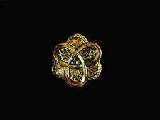 27mm Czech Glass Celtic Knot Green Orange Gold AB With Metal Shank