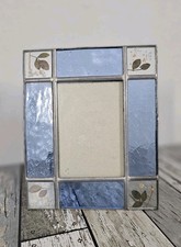 VTG 90s Burnes of Boston Stained Glass Pewter Pressed Flower Picture Frame 3x5