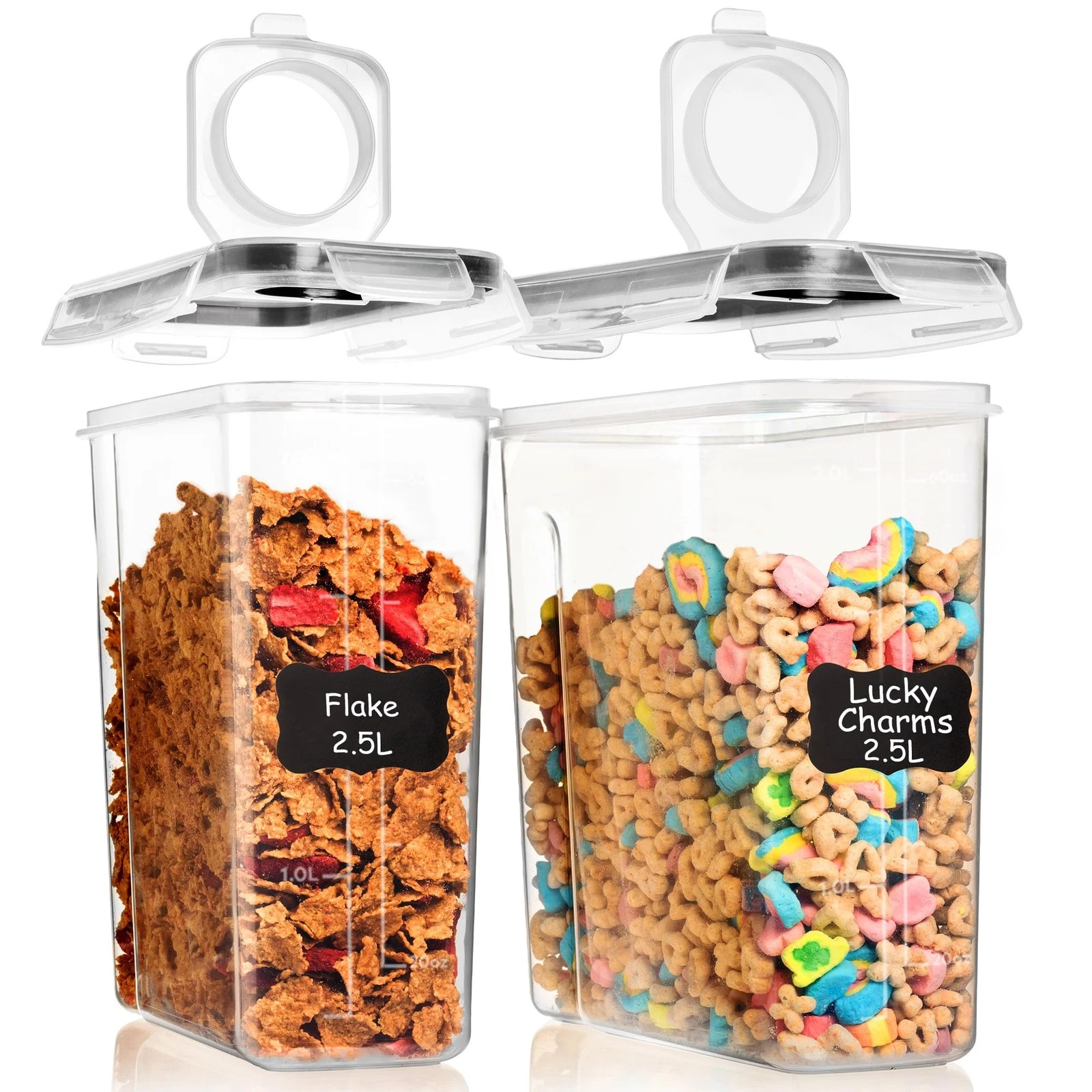 2 Pack (15.4 Oz Cereal Capacity) Small Airtight Cereal Containers Storage w/Lids