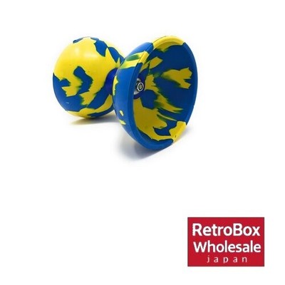 METEOR Marble Diabolo Medium 4er Set Faserstäbchen 10m Schnurbeutel blau gelb