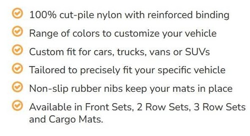 Full Set 2 Rows 4 Pc Endura Carpet Custom Floor Mats for Malibu - Made in USA - Picture 5 of 27