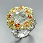 Handmade 8 ct+ Natural Green Amethyst Ring 925 Sterling Silver Size 8 /R454638