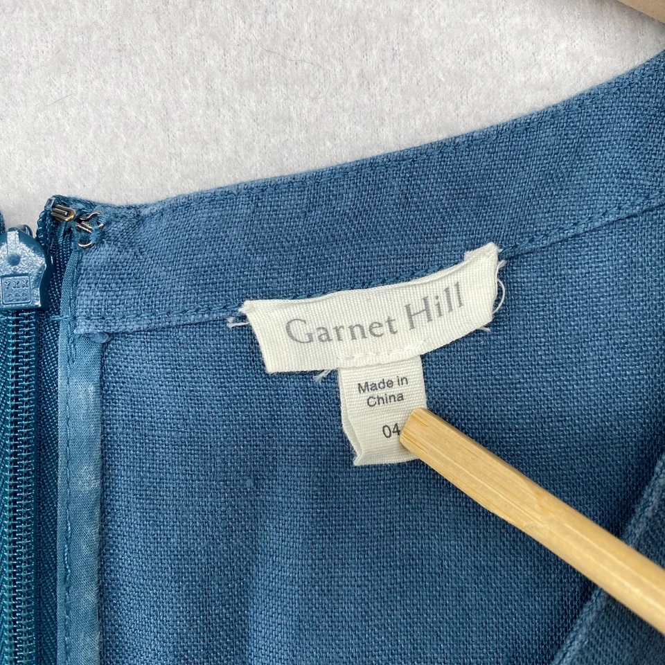 Vestido GARNET HILL 4 Lino Tejido Cambio Túnica Cuello Redondo Manga Dolman Azul Foto 4 de 4