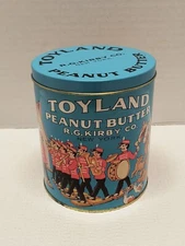 VTG Toyland Peanut Butter Tin R.G. Kirby Co. New York 5.25" Tall 4.5" Diameter