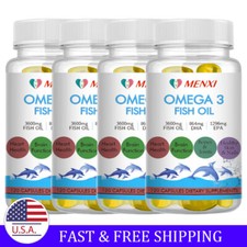 omega 3 fish oil capsules 3x strength 3600mg epa  dha, highest potency 120