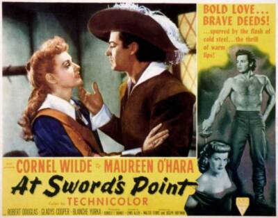 At Swords Point Lobby Card Maureen Ohara Cornel Wilde 1952 OLD MOVIE PHOTO