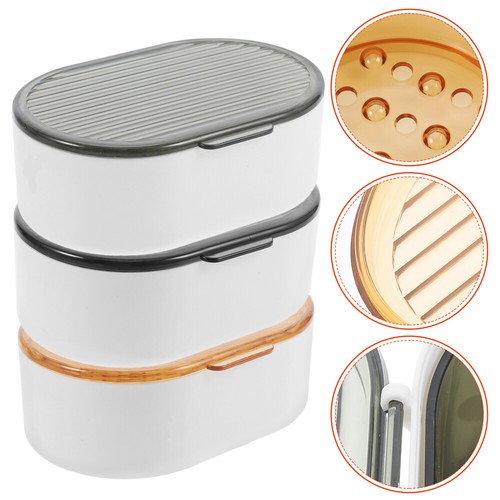 2 PCS Bar Soap Container Travel Light Luxury Storage Box Double Layer