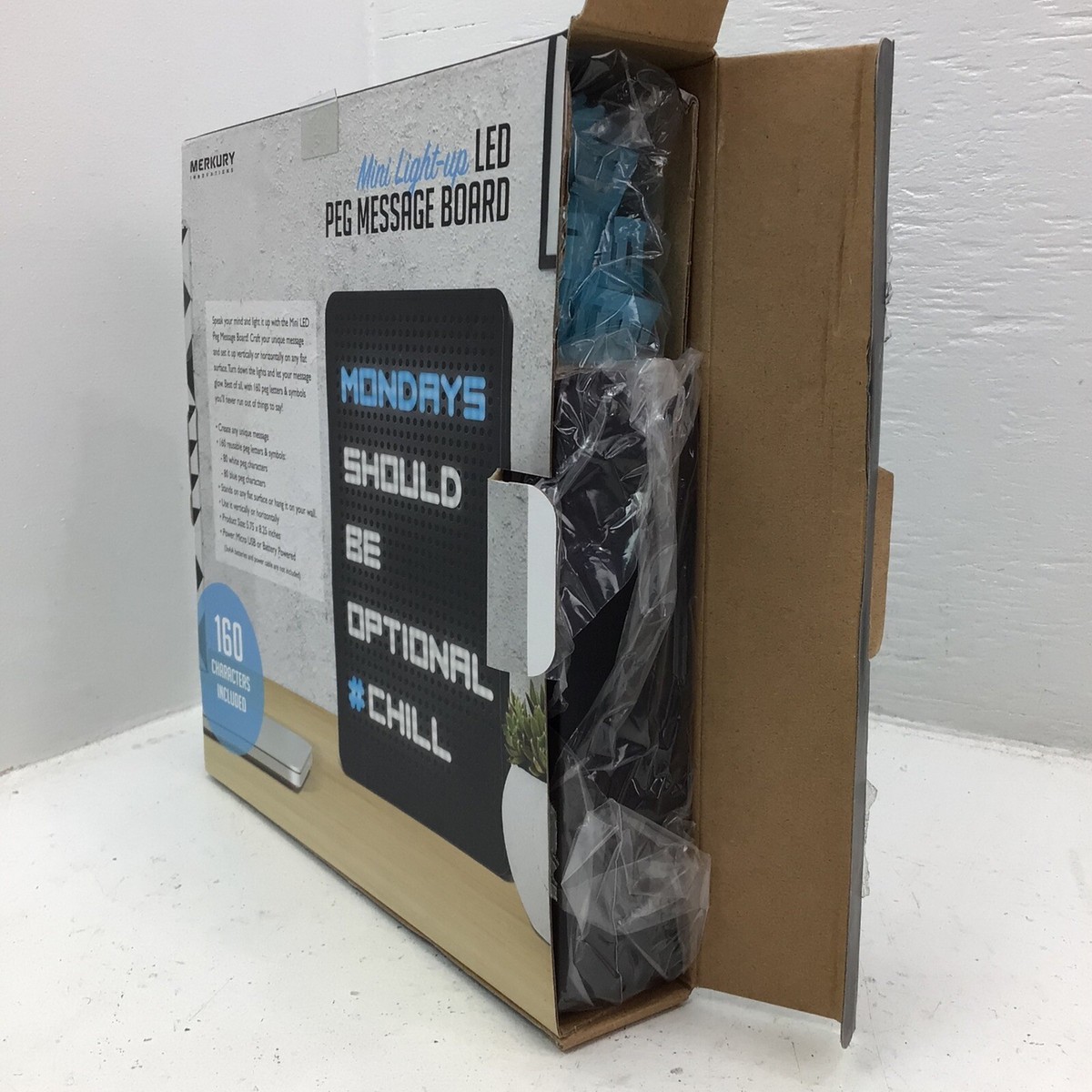 Merkury Innovations Mini LED Light Up Peg Message Board with 160