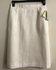vtg EVAN PICONE Linen Look Straight Skirt 14 Cream Union Made In USA Deadstock