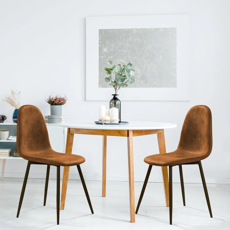 4 Dining Chairs High Back Metal Legs Modern Kitchen - Image 4 of 4