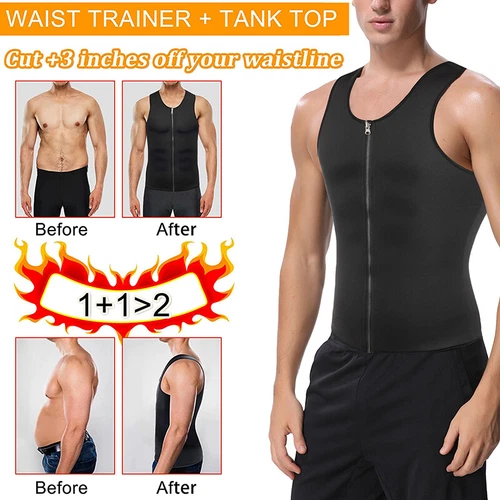 Men Sauna Suit Waist Trainer Neoprene Sweat Vest Body Shaper Fajas Para Hombres - Bild 10 von 23