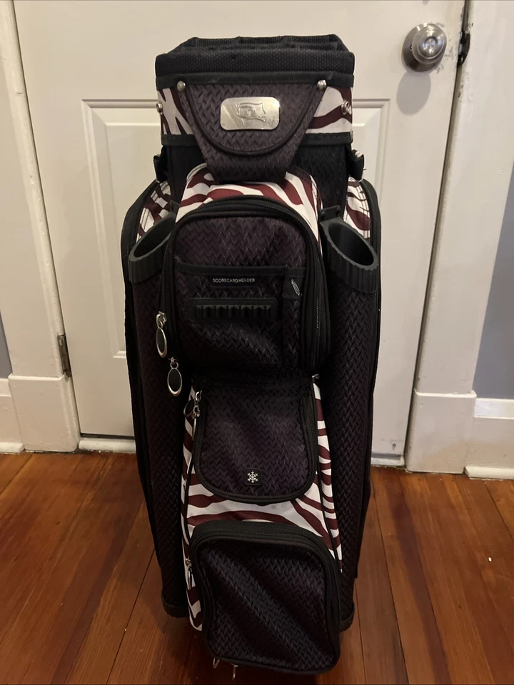 Carro de golf RJ con estampado de cebra de 14 ranuras bolsa de golf enfriador marrón súper limpio con cubierta de lluvia Foto 2 de 4