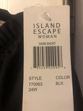 Macy s Island Escape Women's Plus Size Slimming Black Swim Shorts 22W NWT