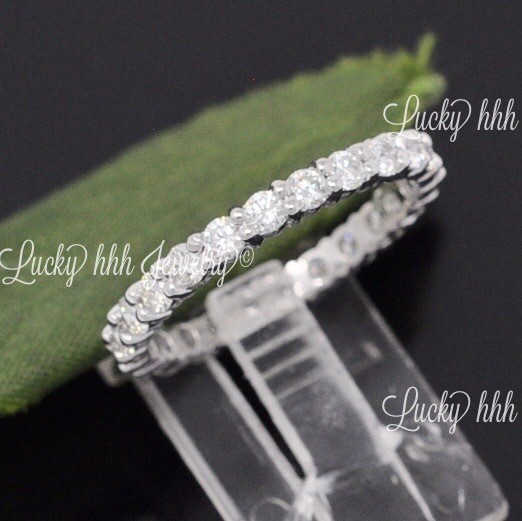 1.26 ct 14k Solid White Gold Eternity Natural Diamond Ring Anniversary wedding