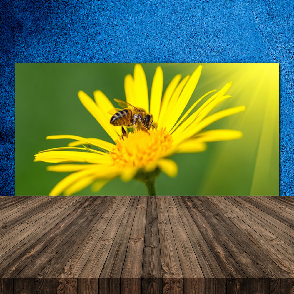 Crédence de cuisine en verre 120x60 Floral Fleur Guêpe contre les taches et la graisse
