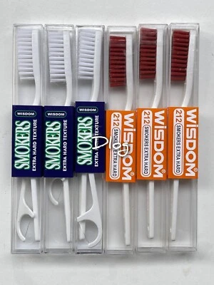 WISDOM 212 SMOKERS EXTRA HARD TOOTHBRUSH WHITE OR BROWN BRISTLES