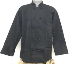 10 Knot Button Chef Coat Jacket XL Long Sleeve Black New All Star Uniforms
