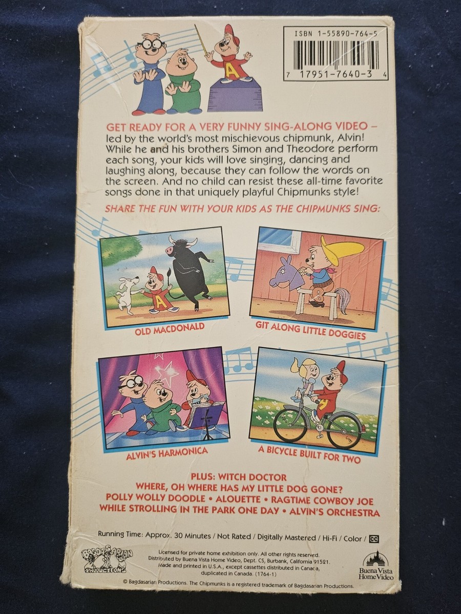 Alvin and the Chipmunks Sing-Alongs Ragtime Cowboy Joe (VHS, 1993