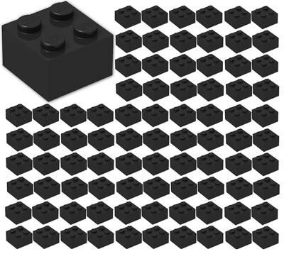  100x NEW LEGO 2x2 BLACK Bricks (ID 3003) BULK Parts City Building