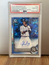 Oswaldo Cabrera 2022 Bowman Sapphire Edition Chrome Prospect Auto PSA 10