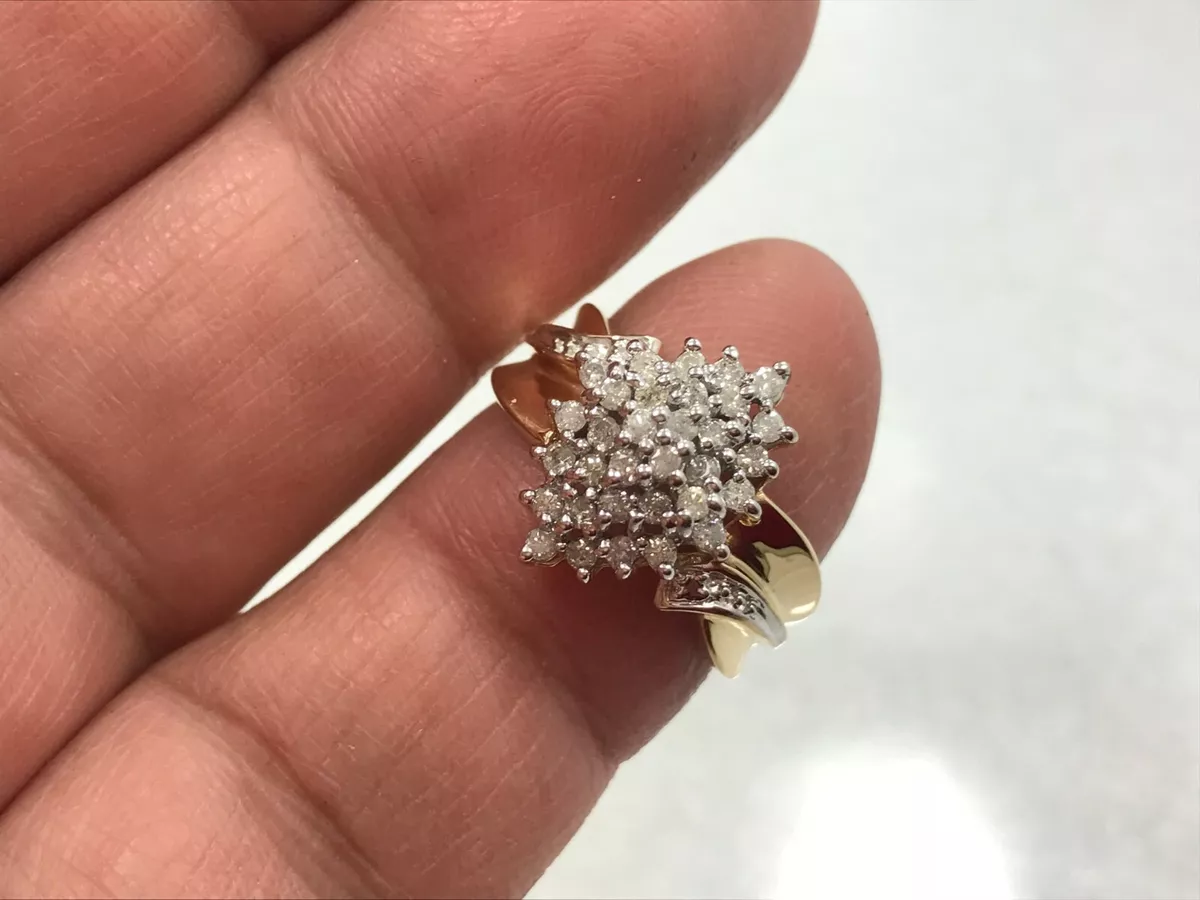 10 karat diamond ring 10K gold ladies 0.50 carat diamond cluster