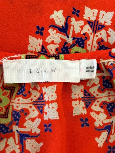 LUSH Orange Print Pullover Sleeveless Chiffon Blouse Sz S - Picture 5 of 5