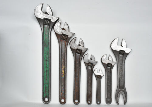 Vintage 7 Bahco Sweden Adjustable Wrenches Set 12" 10" 8" 6" 4" Alligator - Picture 1 of 6