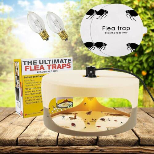 Electric Flea Trap Killer Home Pest Control Sticky Disc Lamp Non-toxic Pad