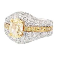 Fancy Light Yellow 1.86CT Citrine With Micro Pave Set CZ Amazing Engagement Ring