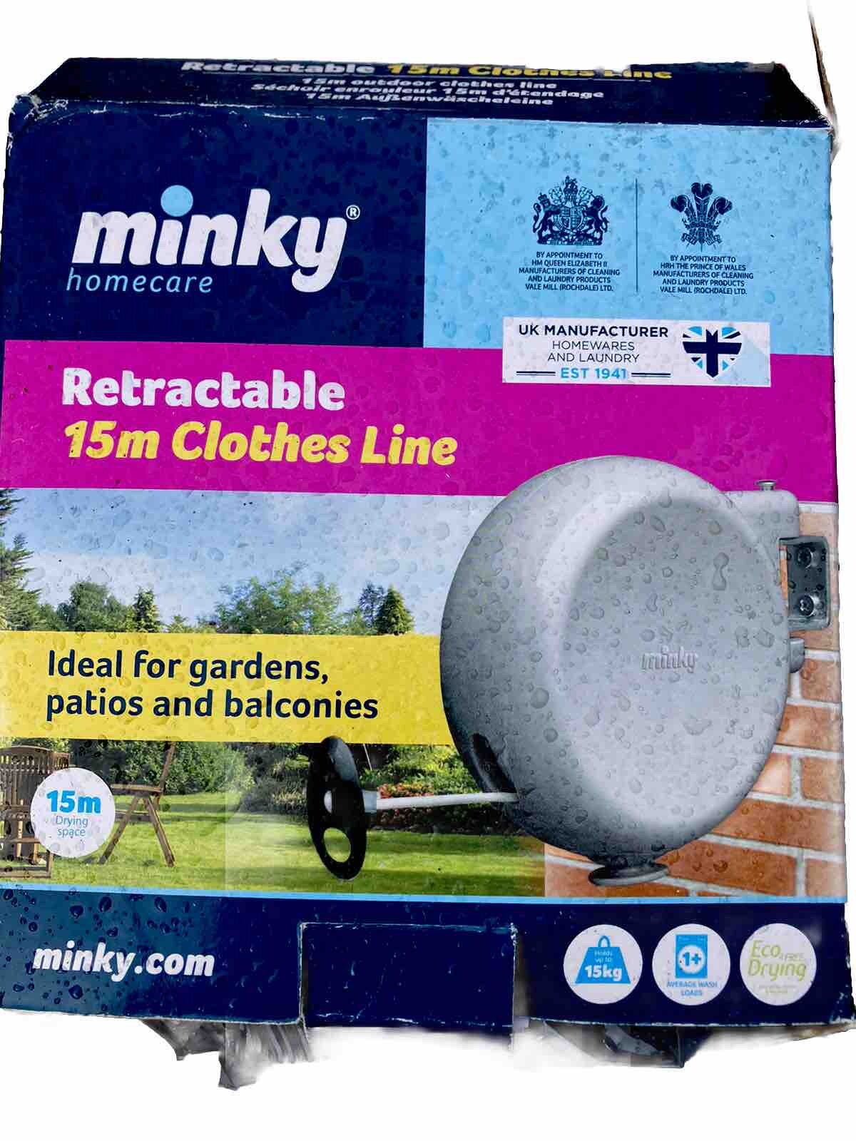 Clothesline Reel Minky Retractable Washing Line Duo Reel, X 15m