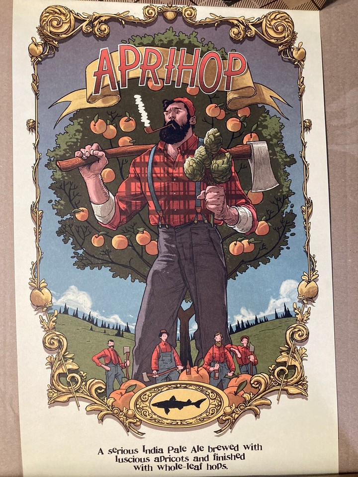 DOGFISH HEAD APRIHOP IPA LUMBERJACK BEER BAR BREWERY POSTER SIGN