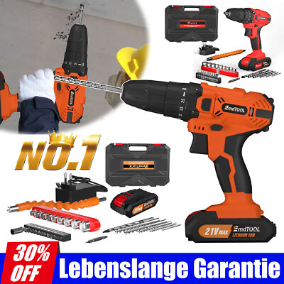 21V Akkuschrauber Set 3 in 1 Akku-Schlagbohrschrauber Bohrmaschine +1/2 Akkus DE