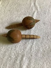 Vintage Pair Handmade Wooden Maracas Percussion Instruments