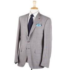 NWT 3895 ISAIA Light Brown Stripe Crisp Super 130s Wool Suit 40 R Gregory