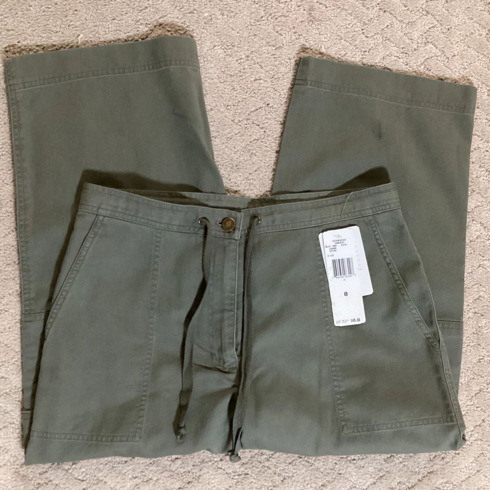 100% COTTON JONES NEW YORK SPORT HARVEST GREEN HIGH RISE CAPRIS WOMENS SIZE 8
