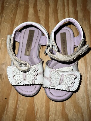 laura ashley girls white/purple butterfly sandals-