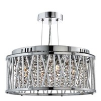 Decken HäNge Lampe Pendel Leuchte Chrom Kristall Glas HöHenverstellbar Dimmbar