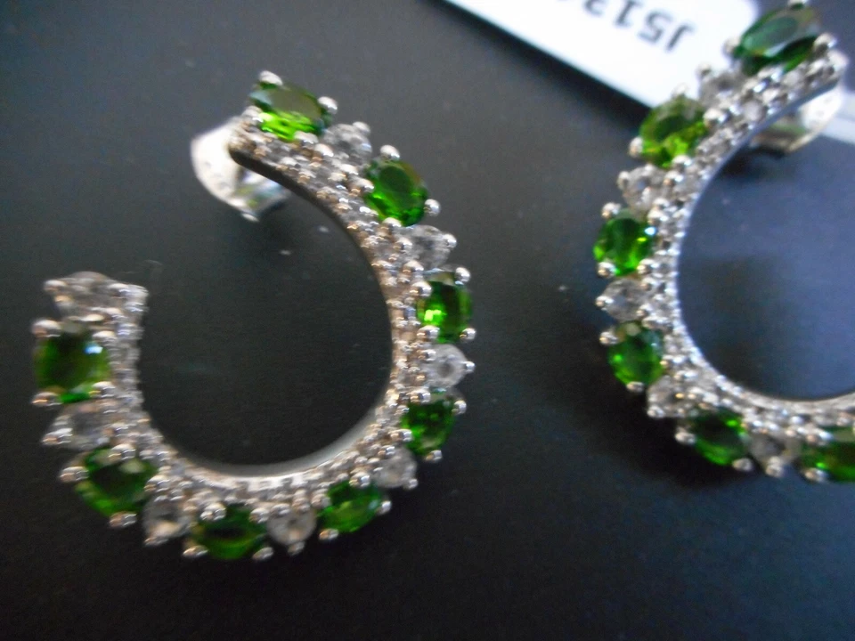 sterling silver chrome diopside earrings - Image 2 of 3