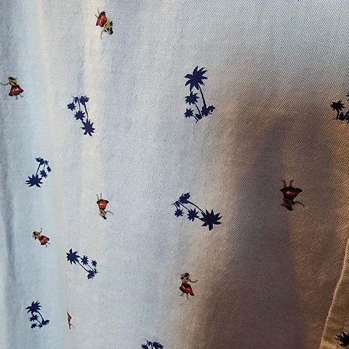 Vintage 7Diamonds Shirt Medium SMK-5111 Light Blue Cotton Palm Tree Hula Girl - Picture 7 of 8