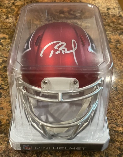 Tom Brady signed BLAZE mini helmet little smear TRISTAR