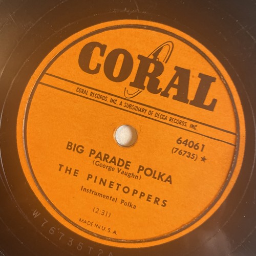 10" 78 RPM-Pinetoppers-Big Parade Polka/Mockin Bird Hill/Coral 64061 - Foto 3 di 4