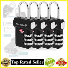 Luggage Locks 4Pck Open Alert Indicator 3 Digit Combination Padlock Codes Black