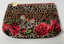 ESTEE LAUDER GWP Makeup Bag Cosmetic Pouch Leopard Print Red Rose Butterfly NEW
