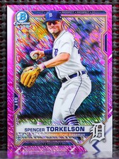 SPENCER TORKELSON  -  2021 BOWMAN CHROME PROSPECT FUCHSIA SHIMMER REFRACTOR